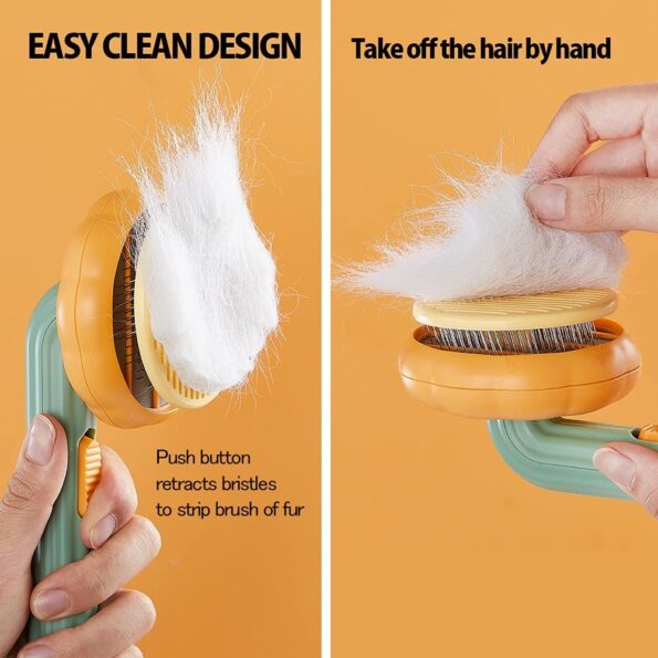 Brosse Citrouille Autonettoyante pour Chien, Chat, Lapin – Brosse Slicker Anti-Poils Morts et Nœuds – Image 9