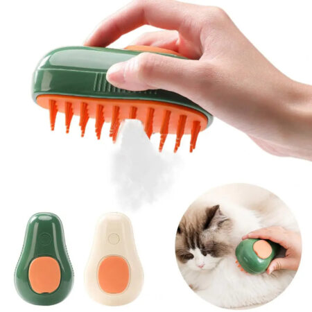 Brosse Vapeur Électrique Autonettoyante pour Chat & Chien – Brosse de Massage Hydratante Forme Avocat